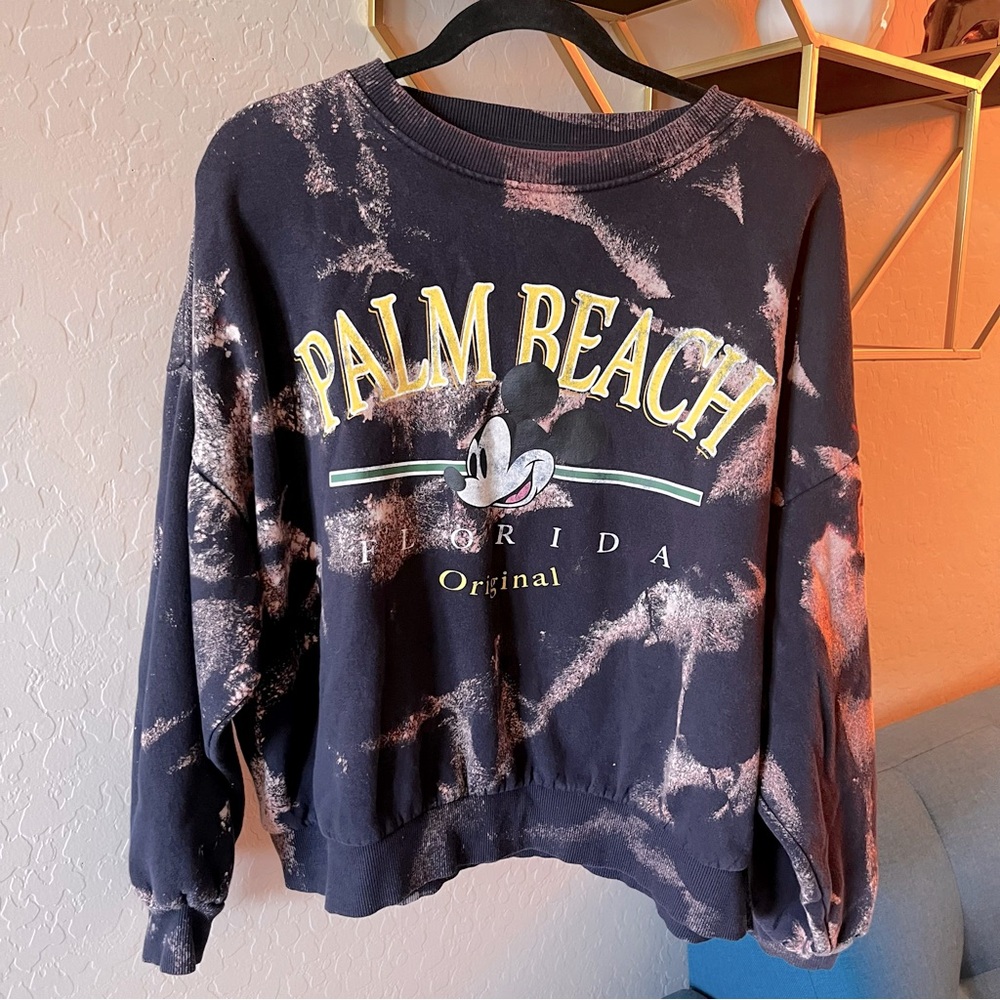 Disney x H&M oversized Black Tie-Dye Sweatshirt Palm Beach Florida size medium M